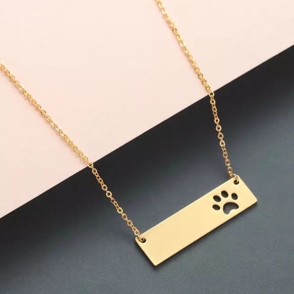 (R3) Paw print Bar Necklace - Picture 5 of 5